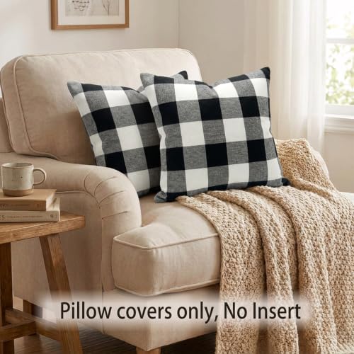 Hexagram Black and White Buffalo Check Throw Pillow Covers - Set of 2, 18x18