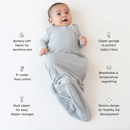 KYTE BABY Unisex Sleep Bag - Soft Bamboo Blend for Babies & Toddlers, 0.5 Tog, Medium Storm