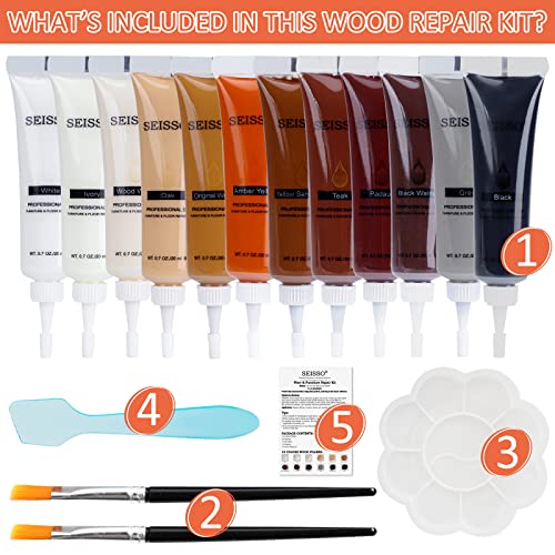 SEISSO Wood Scratch Repair Kit - 12 Color Filler Putty for Furniture