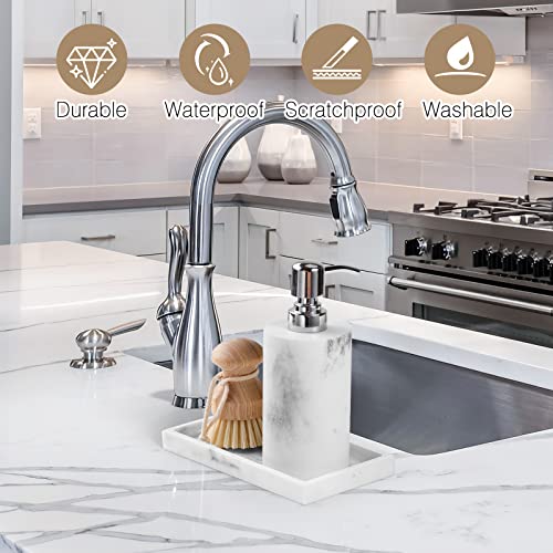 Luxspire Mini White Marble Bathroom Tray - Countertop Organizer