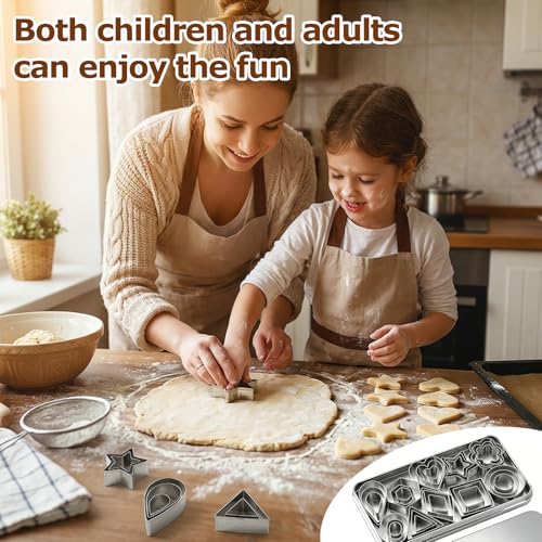 30Pcs Mini Geometric Cookie Cutter Set - Stainless Steel Baking Tools