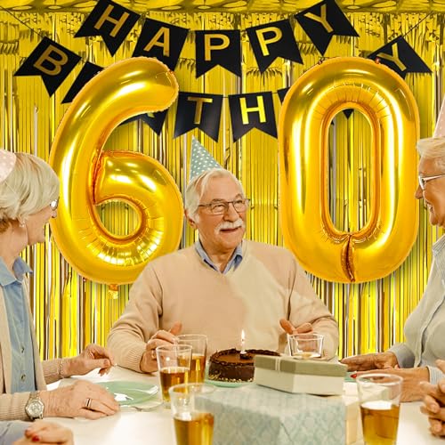 42 Inch Gold Number 60 Balloon - 60th Birthday Party Decoration