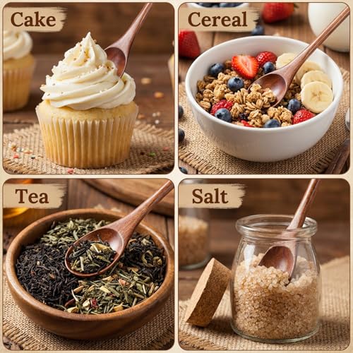 Premium 7.8 Inch Wooden Spoon Set - Versatile Mixing & Stirring