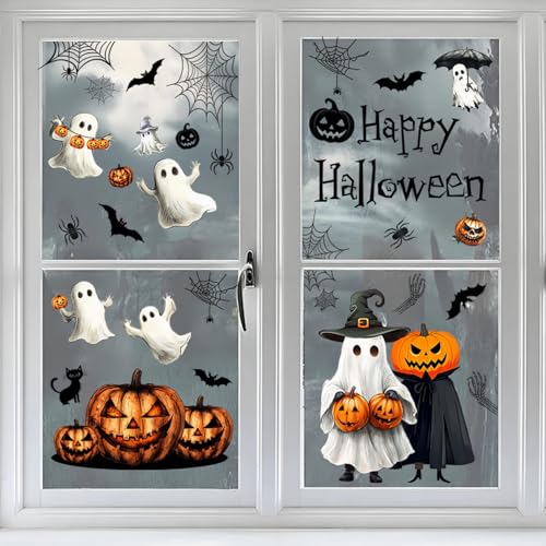Halloween Window Clings 8 Sheet Cute Ghost Pumpkin Bats Decals