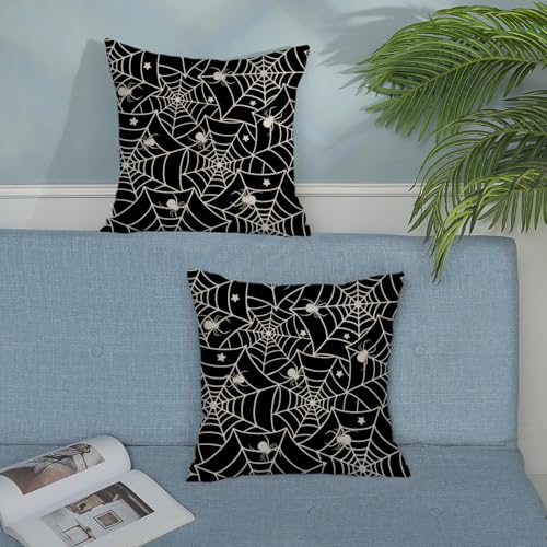 DAFENA Halloween Spider Web Throw Pillow Covers 18x18 Inch - 2 Piece Set