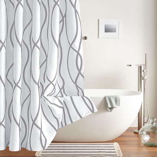 Silver Grey Striped Shower Curtain - 72" x 72" - Biscaynebay