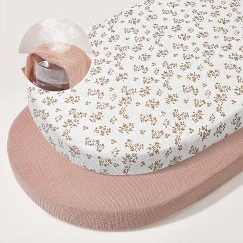 Muslin Bassinet Sheets 2-Pack for Baby | Soft & Breathable Fitted Sheets
