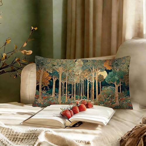 William Morris Birch Forest 12x20 Lumbar Pillow Cover, Soft Flannel Case