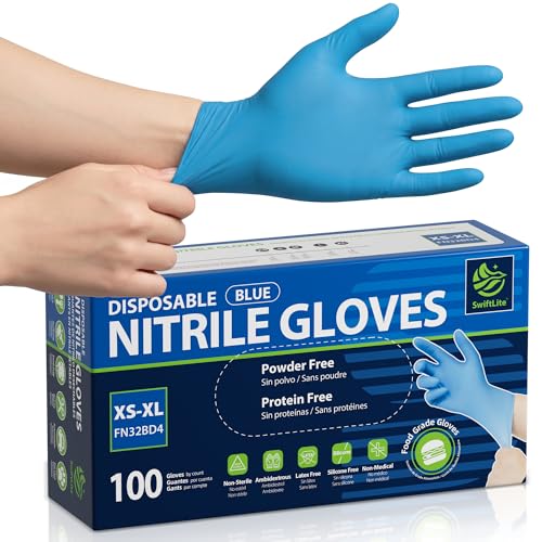 SWIFTLITE Food Safe Disposable Nitrile Gloves - Latex-Free, Blue