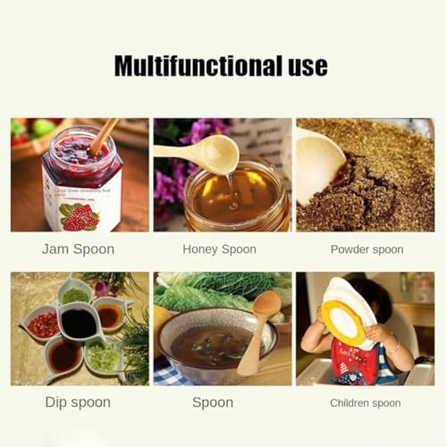 Mini Wooden Spoons Set of 10 - Natural Wood for Jams, Spices & More