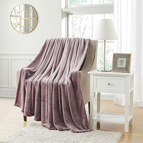 BOURINA Flannel Throw Blanket, Soft Plush Microfiber Bed Blanket, Lavender 50x60