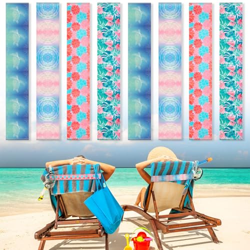 Boao 8 Pcs Elastic Towel Bands for Beach Chairs Sea Turtle Style - Cruise & Beach Essentials
