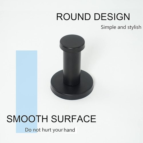 Vanloory Bathroom Towel Hooks, 4 Pack Round Coat Hooks, Sturdy Wall Mounted Robe Hook, SUS 304 Stainless Steel Heavy Duty Clothes Hanger, Wall Towel Hooks for Bathroom Bedroom Kitchen (2 in, Black)