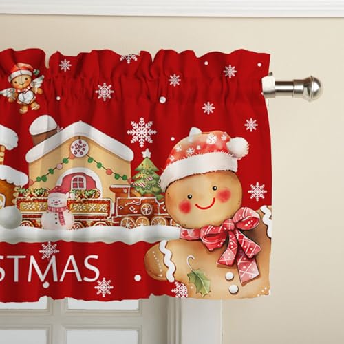 Christmas Gingerbread Man Valance for Windows 52x18 Inch Kitchen Bedroom Decor