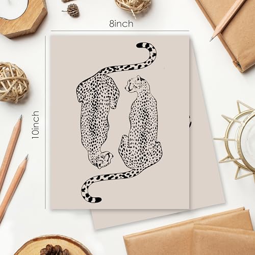 BESERH Retro Leopard Print Wall Art Set of 4 - 8x10 Inches