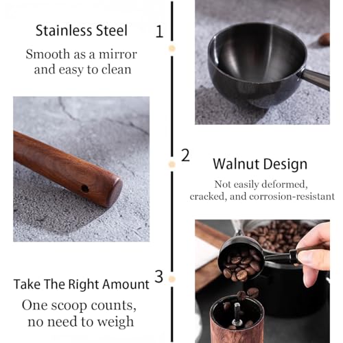 2 PCS Vintage Coffee Measuring Scoop - 30ml Stainless Steel, Black Titanium