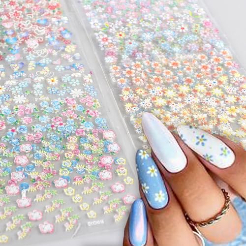 30 Sheets Floral Nail Art Stickers 3D Self-Adhesive Flower Decals