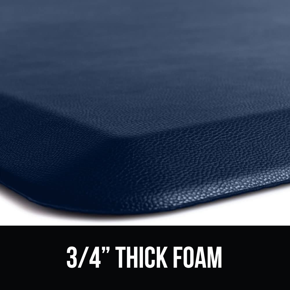 GORILLA GRIP Comfortable Cushioned Kitchen Mats for Floor, 39x20, Waterproof and Stain Resistant Soft Top, 3/4 Inch Thick Ergonomic Standing Desk Anti Fatigue Mat, Foam Supports Ankles and Feet, Navy