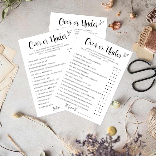Bridal Shower Games for 25 Guests - Over or Under & Advice Cards