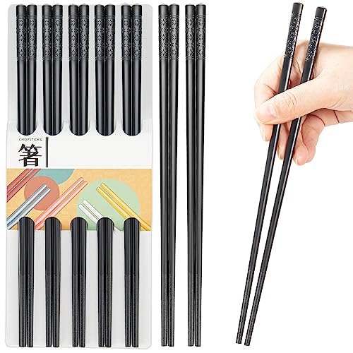 Reusable Fiberglass Chopsticks - 5 Pairs, 9.5 Inches, Non-Slip Design