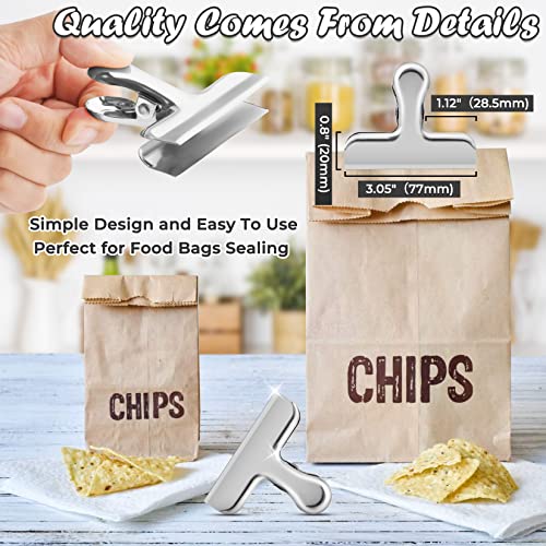 Stainless Steel Chip Clips - 6 Pack Heavy Duty Bag Clips for Food Storage