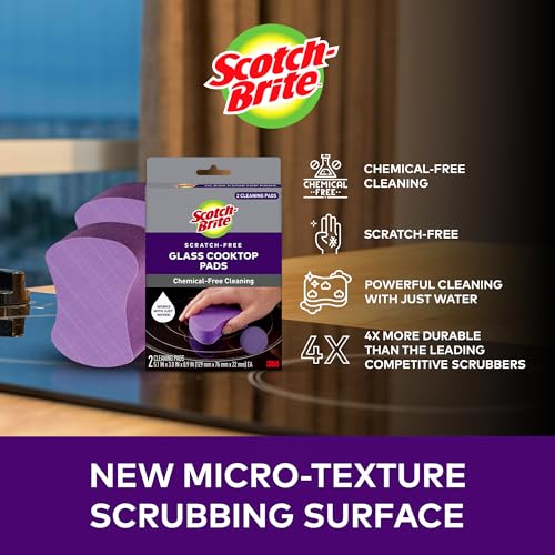 Scotch-Brite Glass Cooktop Cleaning Pads, Scratch-Free Scrubbers - 6 Pack