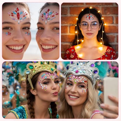 5 Sets Face Gems Self Adhesive Jewels for Festival Rave Makeup