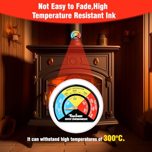 Large Magnetic Fireplace Thermometer for Wood & Pellet Stoves - 1PCS