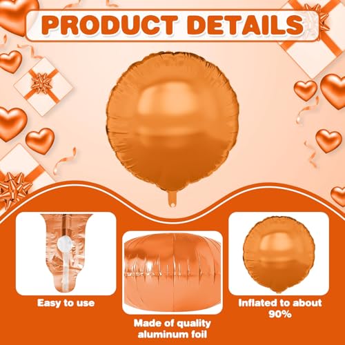 Adorely Orange Round Foil Balloons 18 Inch 20Pcs Helium Party Decor