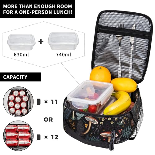 Insulated Women's Lunch Bag - Cute Mushroom Design, Leakproof Cooler