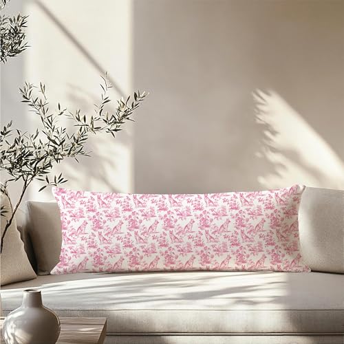 German Shepherd Body Pillow Cover 20x54 - Pink Chinoiserie Design
