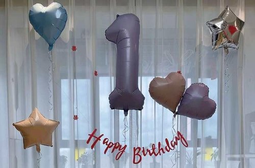 Lilac Number 1 Balloon - 40 Inch Shiny First Birthday Decoration for Baby Boy/Girl