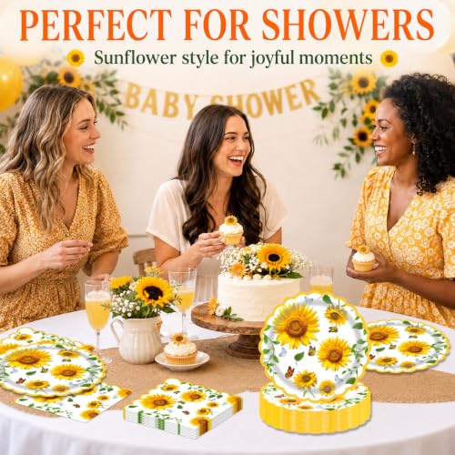 Sunflower Party Supplies Set: 20 Dinner Plates & 20 Napkins - Fall Theme