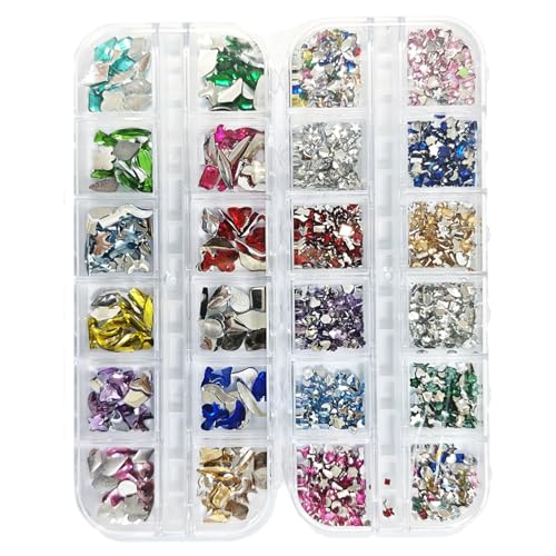 Hganxiu Nail Gems Art Rhinestones Kit with 3D Bows and Diamond Charms
