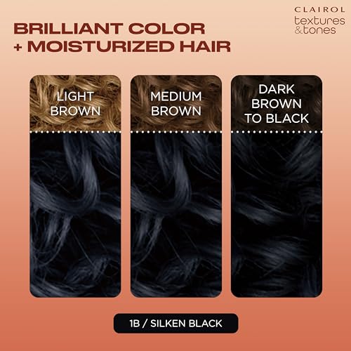 Clairol Textures & Tones Permanent Hair Dye, 1B Silken Black