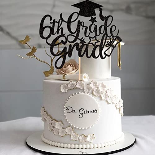 6th Grade Graduation Cake Topper - Class of 2026 Glitter Design