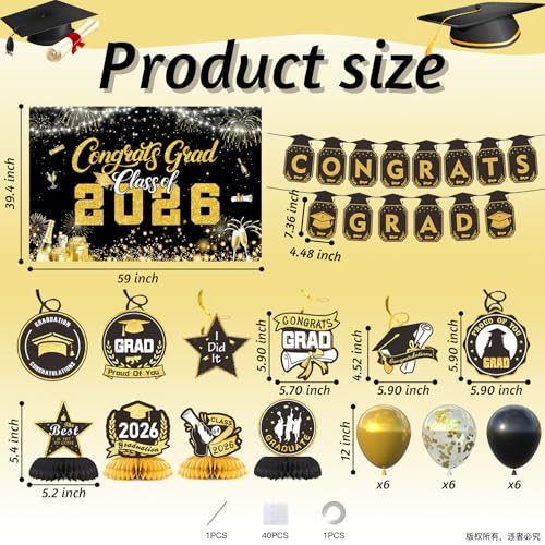 Orgcity Class of 2026 Graduation Decorations Set with Banner, Backdrop & Balloons