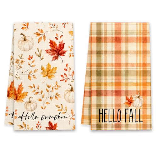 MUBIAO Fall Kitchen Towels Set of 2 - 13.5x23.5 Inch Decorative Hand Towels