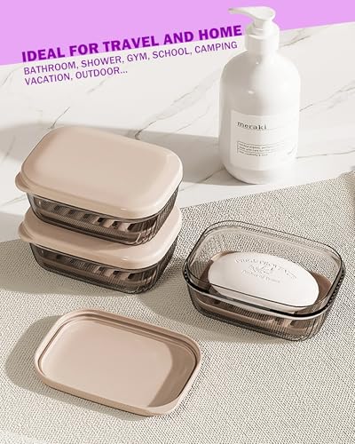 PEISAINOX Clear Travel Soap Holder with Lid, Leakproof & Drainage Layer – Portable Soap Case for Camping, Gym, Bathroom