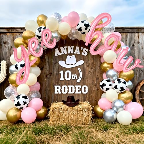 16 Inch Pink Yee Haw Foil Balloon Banner for Western Rodeo Parties
