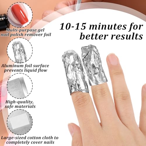 Giantree Nail Polish Remover Foil Wraps with Cotton Pads - 100 Pcs