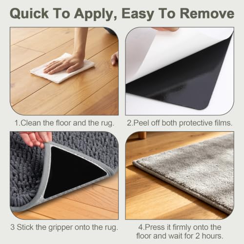 12 Pcs Non-Slip Rug Grip Pads for Hardwood & Tile Floors