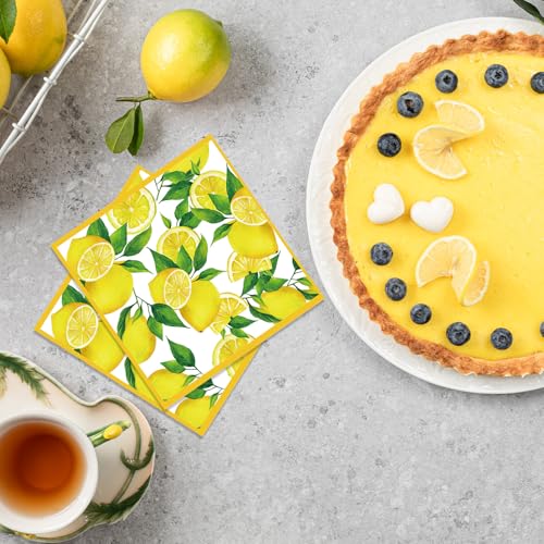 Lemon Napkins, 40pcs 2-Ply Decorative Citrus Paper Napkins for Party Decor