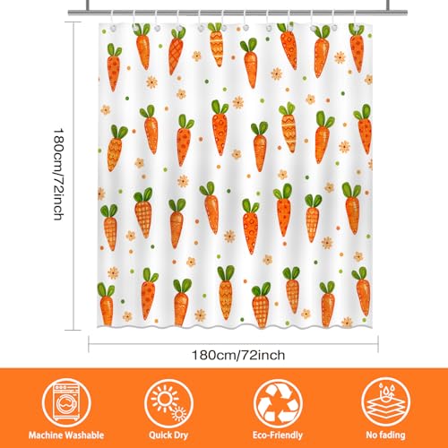 Easter Carrot Shower Curtain 72"x72" Waterproof with Hooks