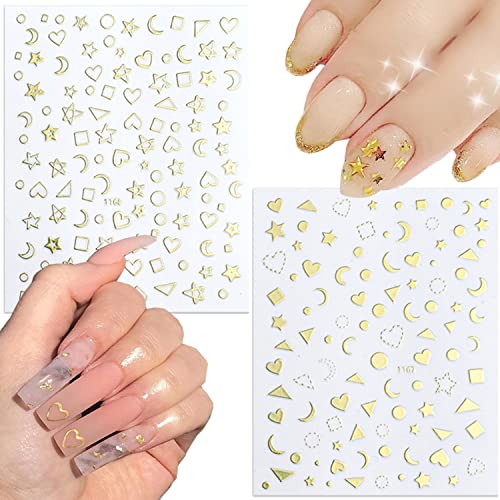 Vezocim Gold Nail Art Stickers - 6 Sheets Starry Sky Moon & Constellation Decals