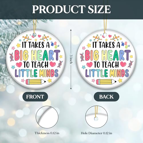Heartfelt Teacher Ornament 2025 - It Takes a Big Heart to Teach Little Minds