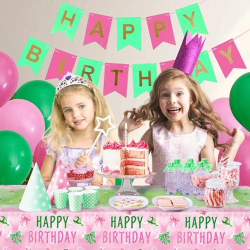 Witch Birthday Party Tablecloths - 2 Pack Pink Green 54x108