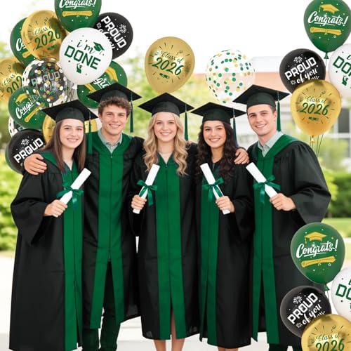 72-Piece Green and Gold Graduation Balloon Set for Class of 2026