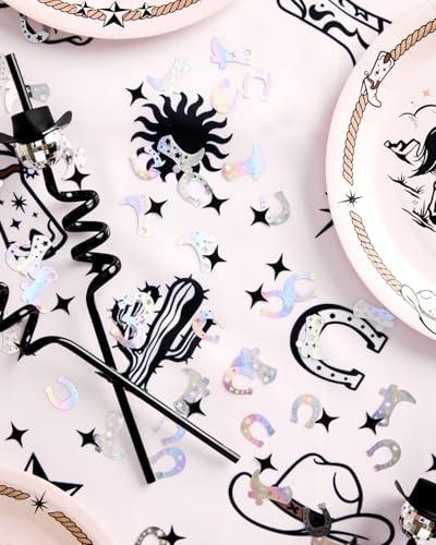 xo, Fetti Western Confetti - Small Black & Iridescent Cowboy Party Decor