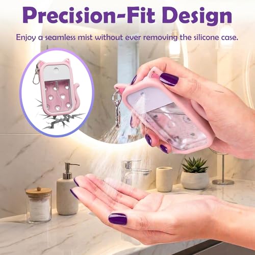 Cat Silicone Case for Touchland Hand Sanitizer with Keychain & Charms